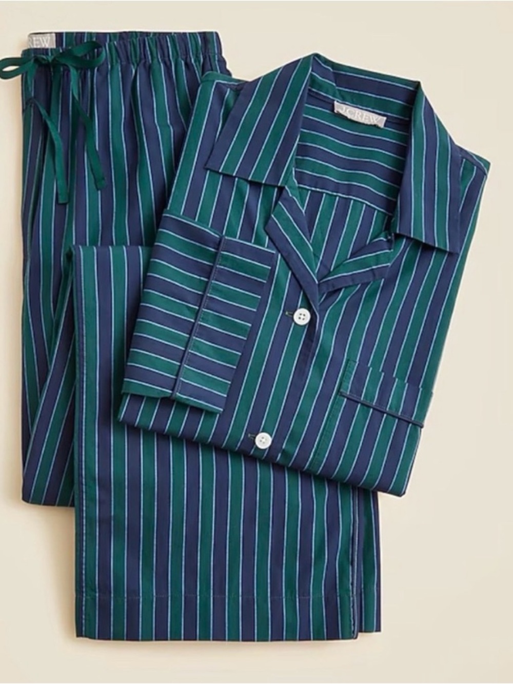 J. Crew Navy & Green Striped PJ pant